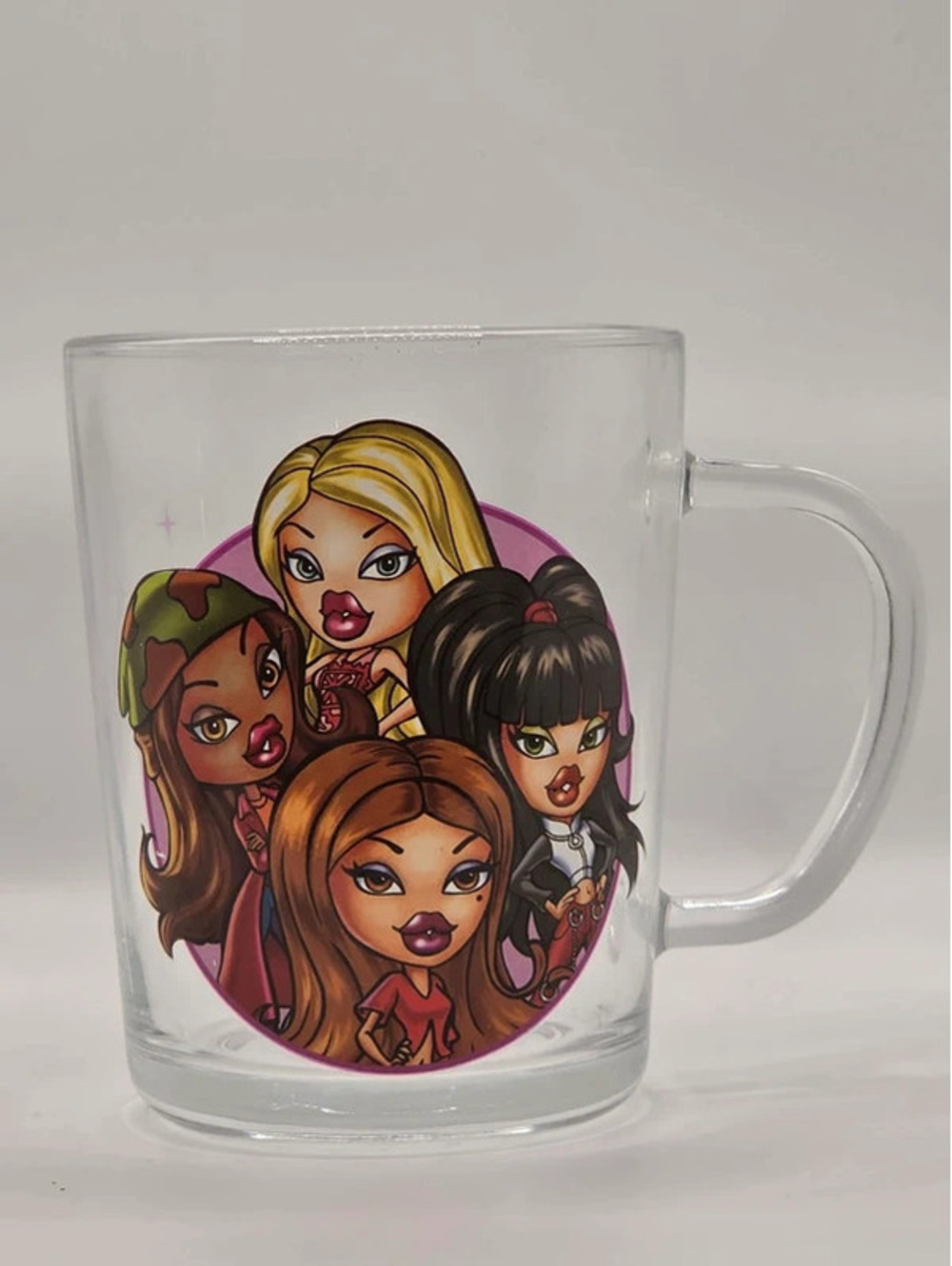 Y2K Bratz Clear Glass Graphic Coffee Mug